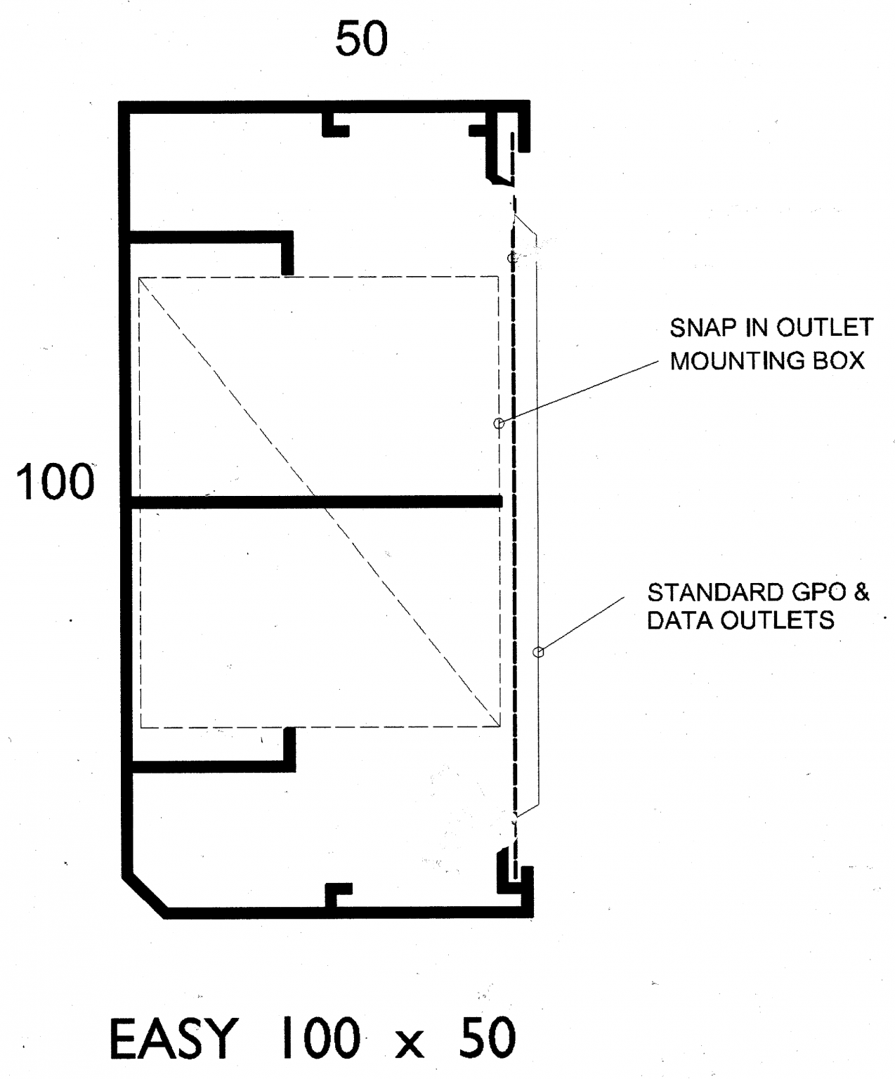 Aluminium Ducted Skirting EASY 100 x 50 Easy Ducted Skirting